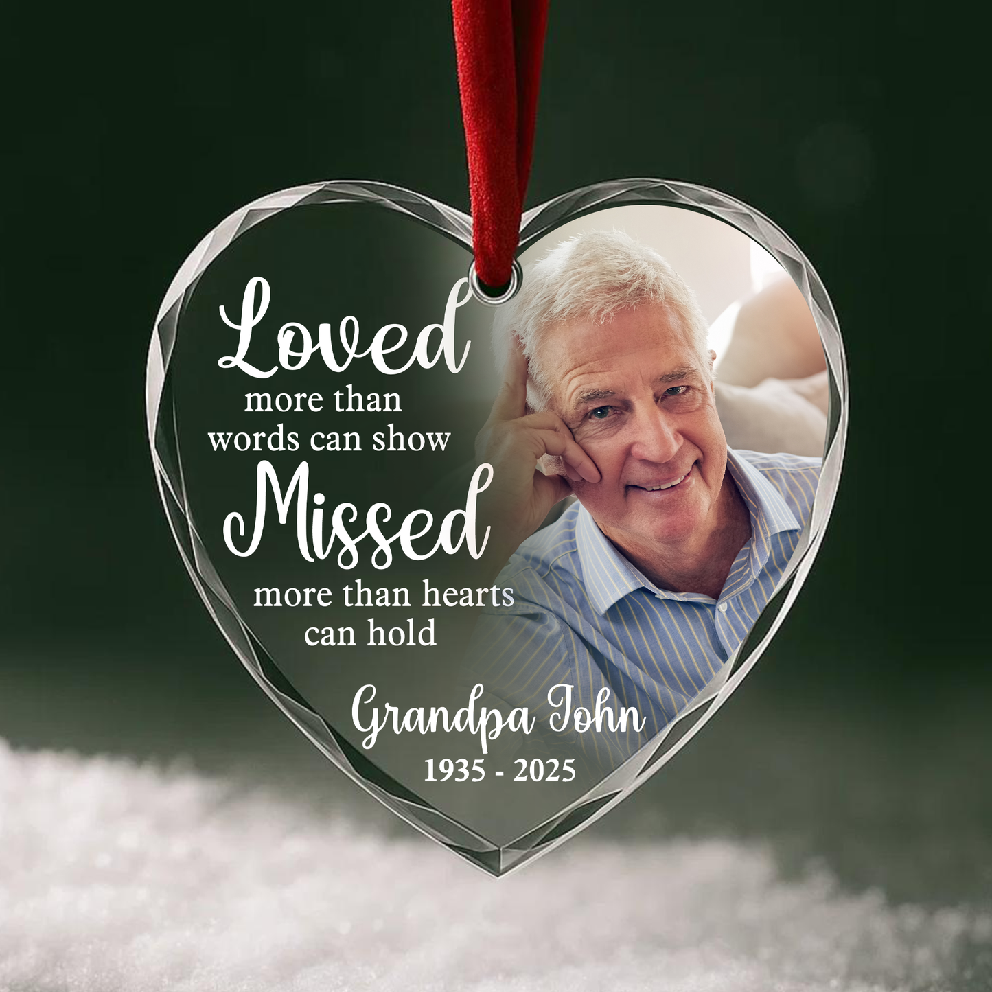 Loved More Than Words Grandpa, Personalized Memorial Ornament