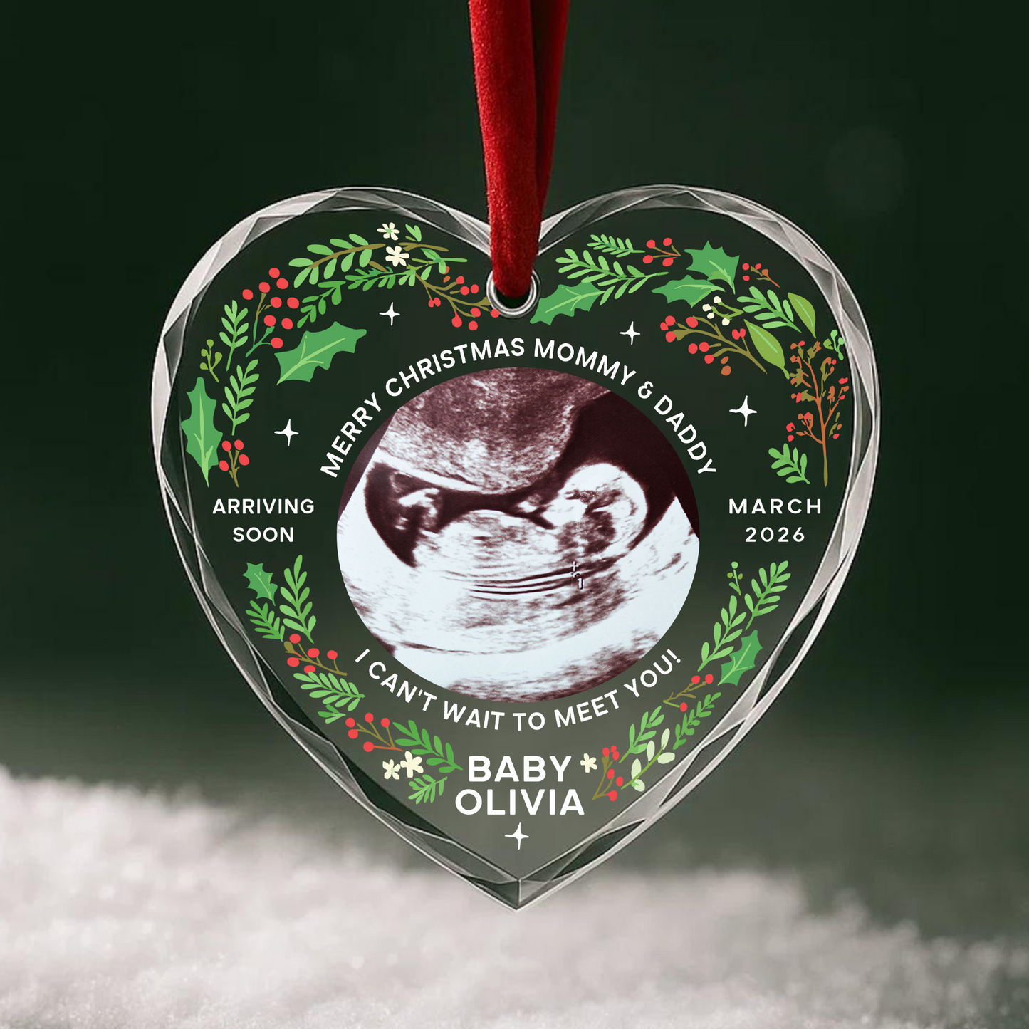 Coming Soon Baby Ultrasound Ornament, Personalized Name and Photo Ornament