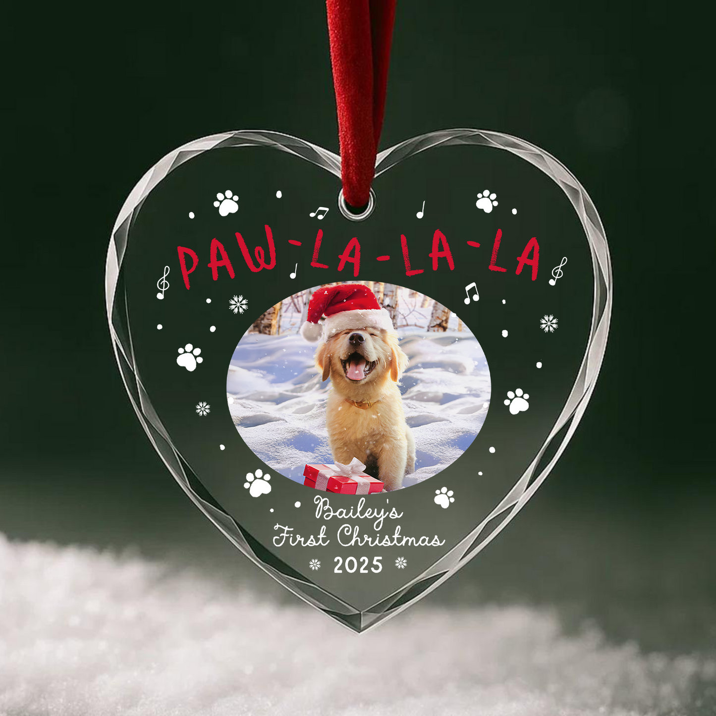 Personalized Dog Ornament Paw La La Puppy Holiday Gift