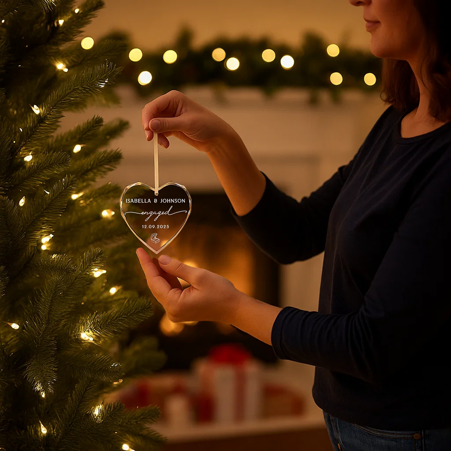 Engaged Date, Custom Glass Ornament