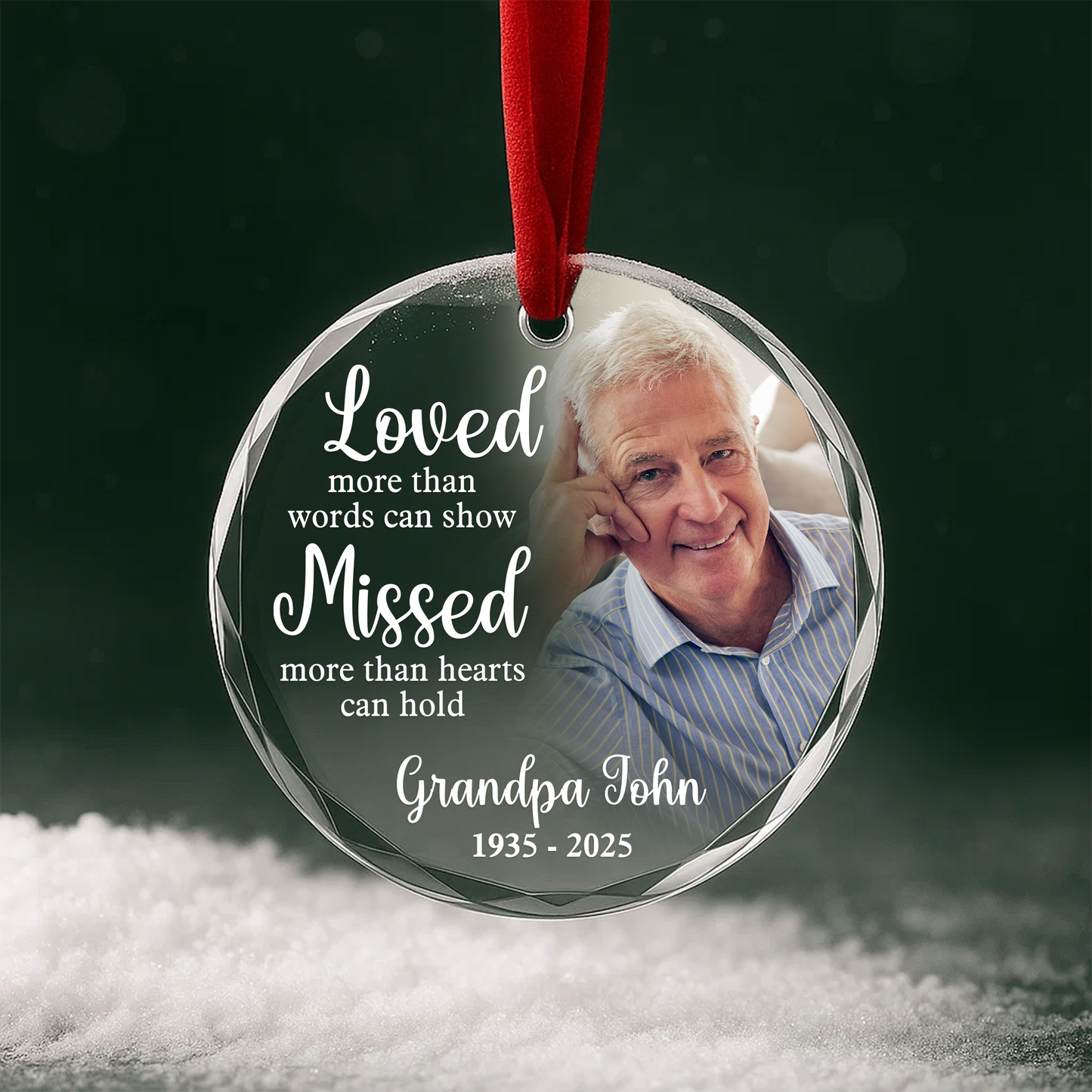 Loved More Than Words Grandpa, Personalized Memorial Ornament