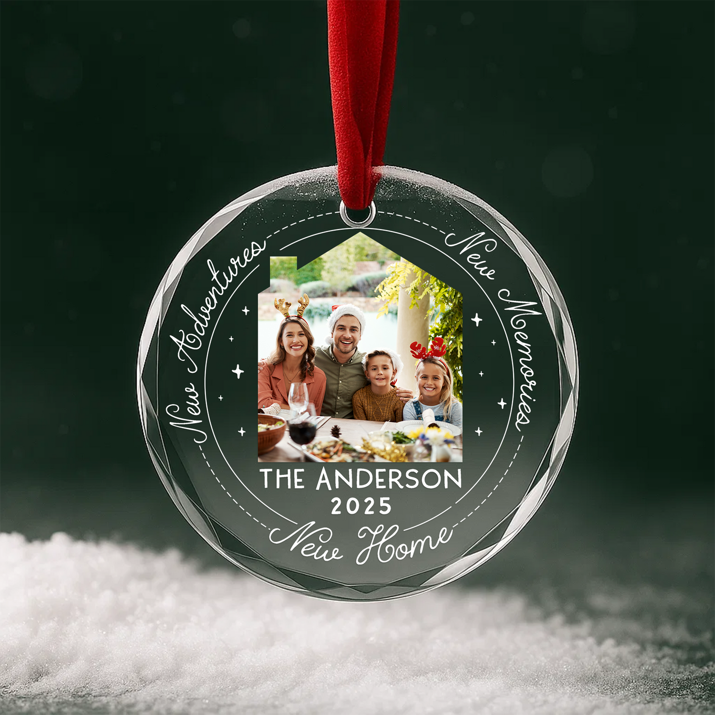 Personalized First Christmas in New Home Ornament, Customized Name and Year