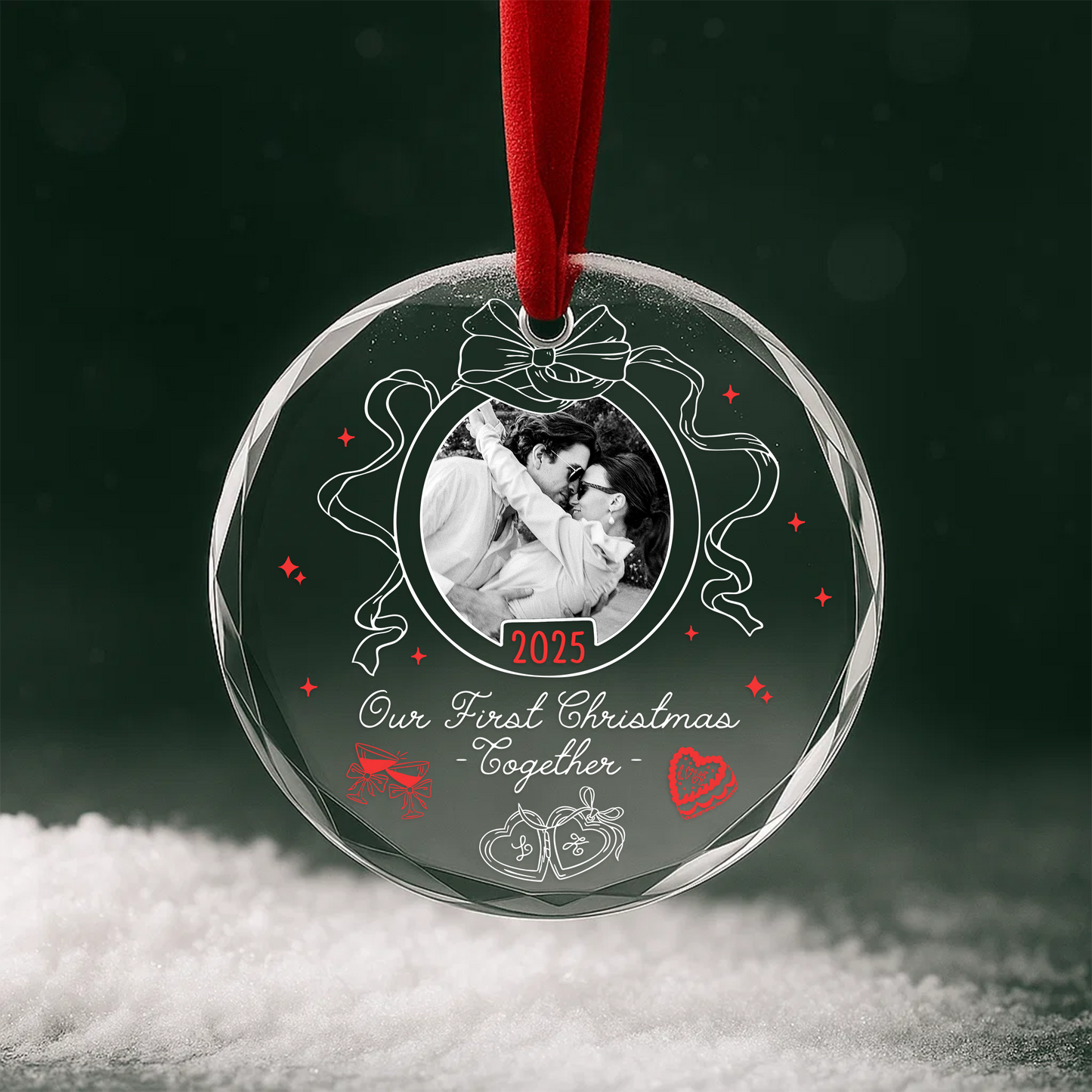 Our First Christmas Together, Personalized Couple Photo Ornament