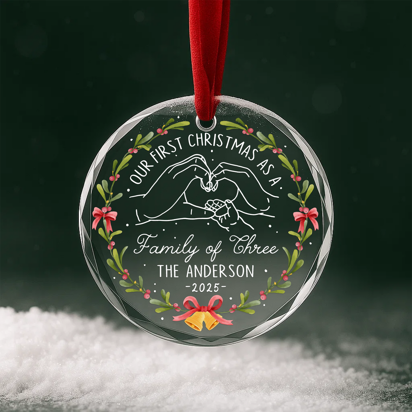 First Christmas as Family of Three Ornament