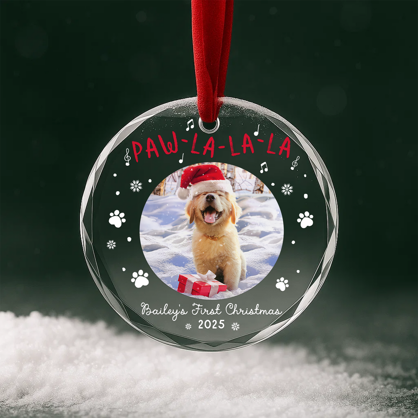 Personalized Dog Ornament Paw La La Puppy Holiday Gift