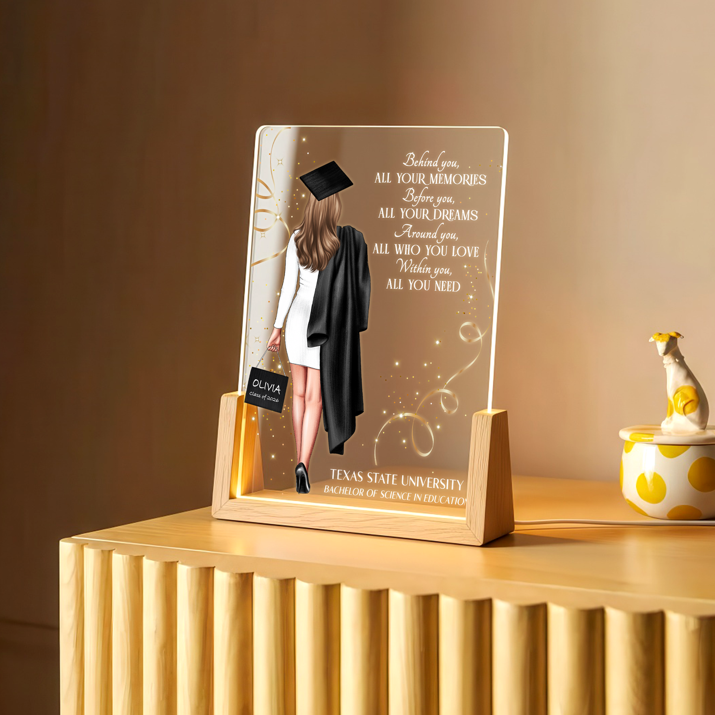 Personalized Graduation LED Plaque β Custom Name, University & Class Year Gift for Her