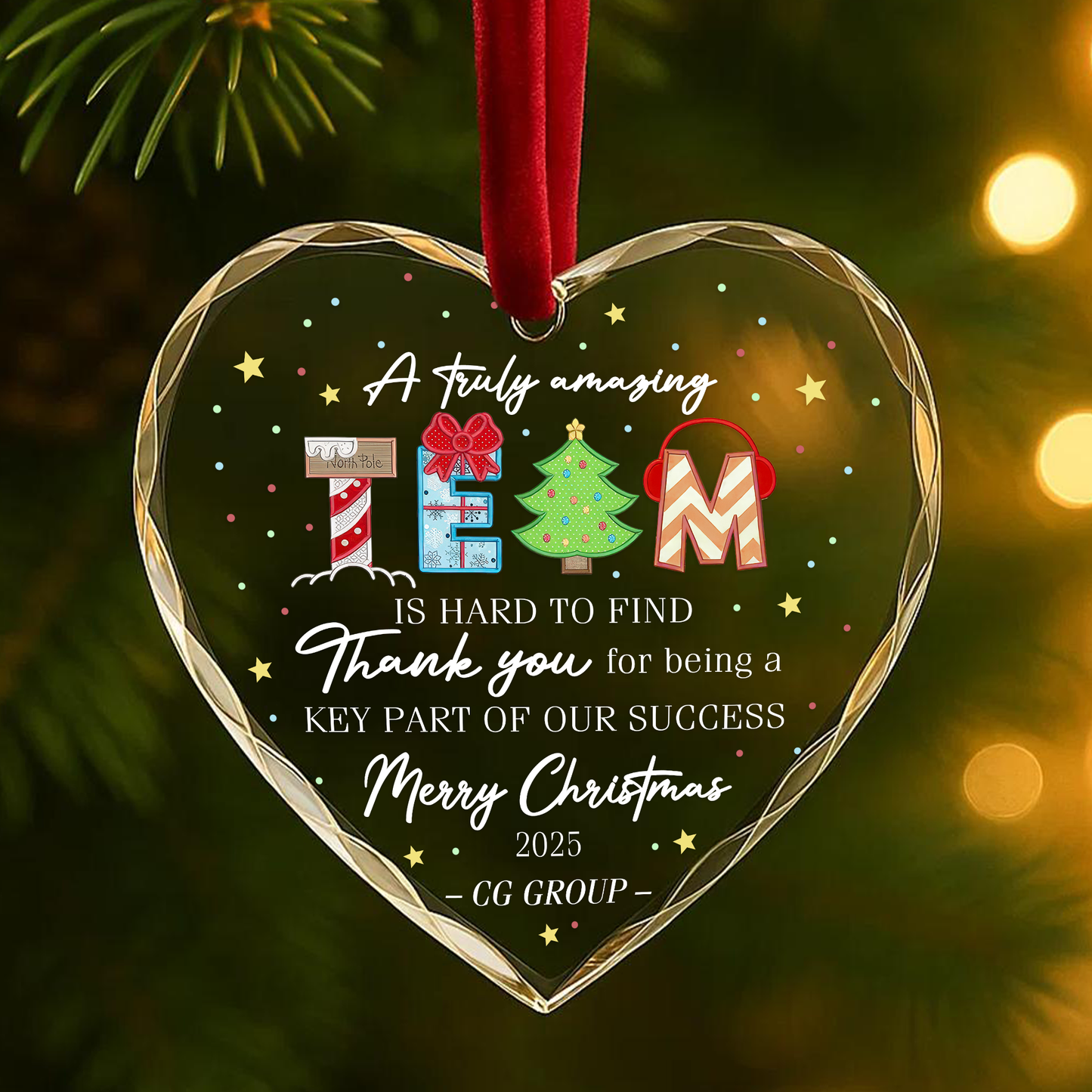 A Truly Amazing Team Thank You Merry Christmas Custom Glass Ornament