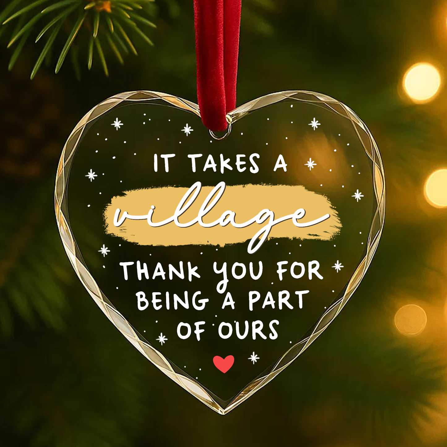 It Takes a Village Thank You Appreciation Custom Glass Ornament