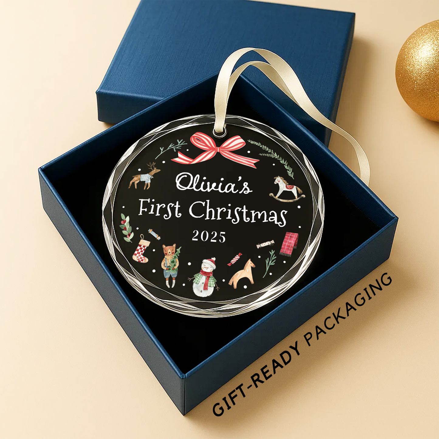 Baby First Christmas Ornament, Custom Name Gift