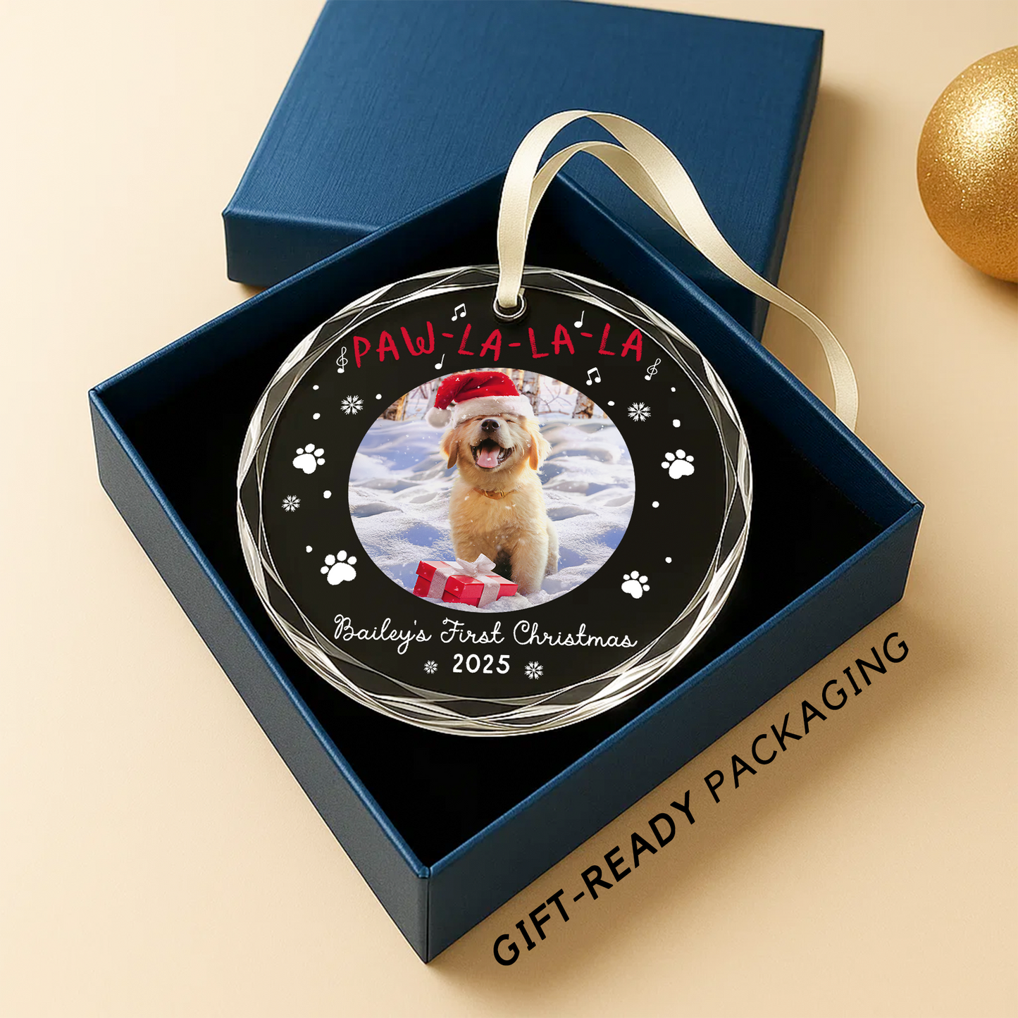 Personalized Dog Ornament Paw La La Puppy Holiday Gift