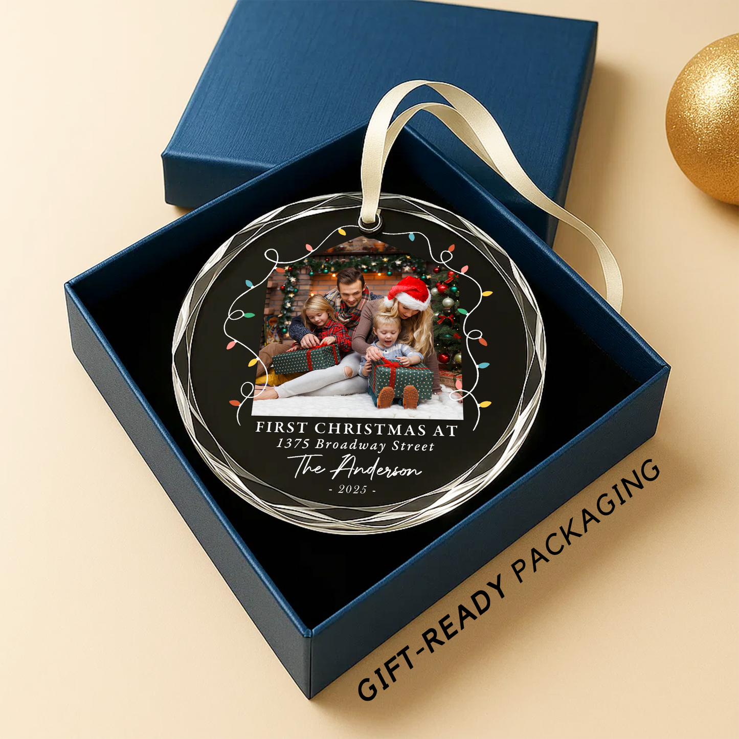 Capture Your First Christmas Together Ornament, Personalized Photo and Name Ornament