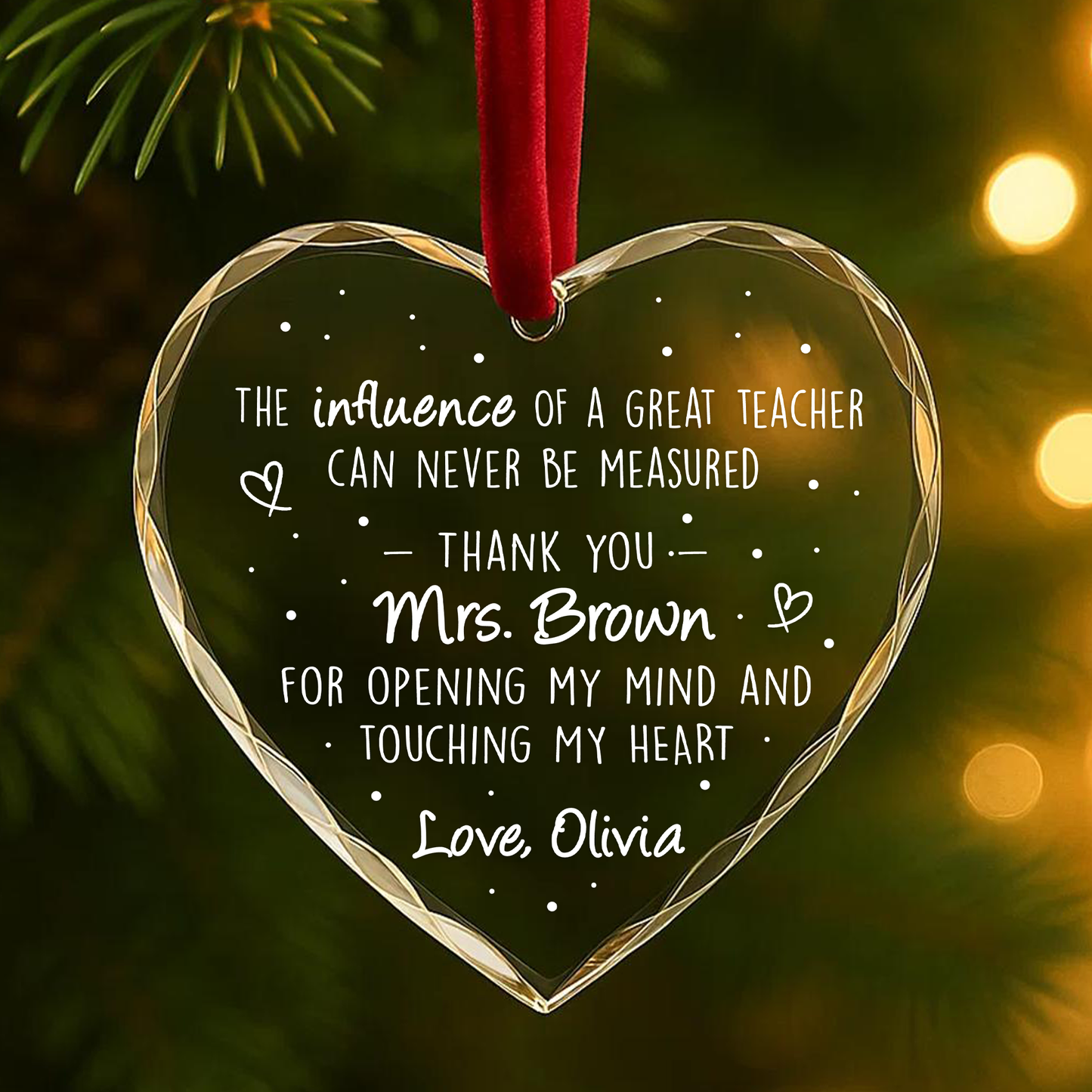 Teacher Appreciation Quote Custom Glass Ornament
