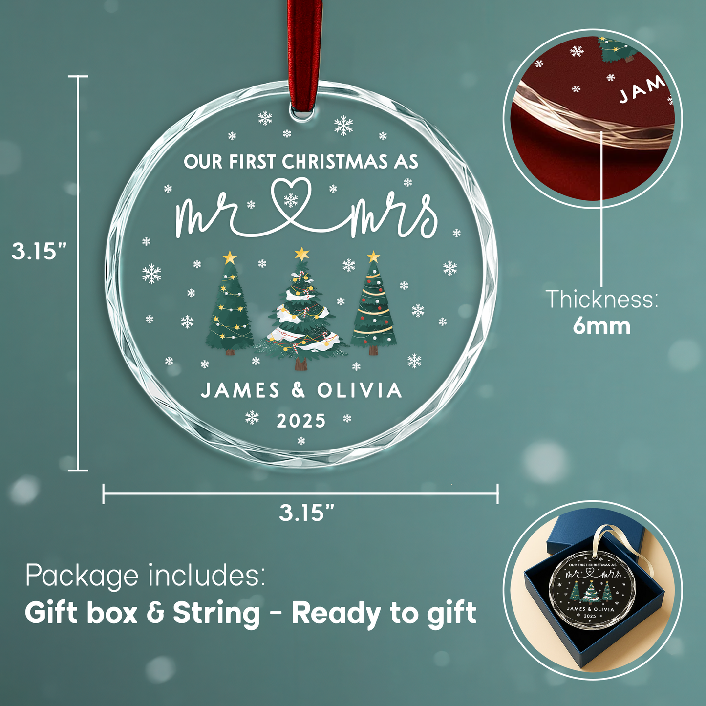 Our First Christmas as Mr Mrs Ornament 2025