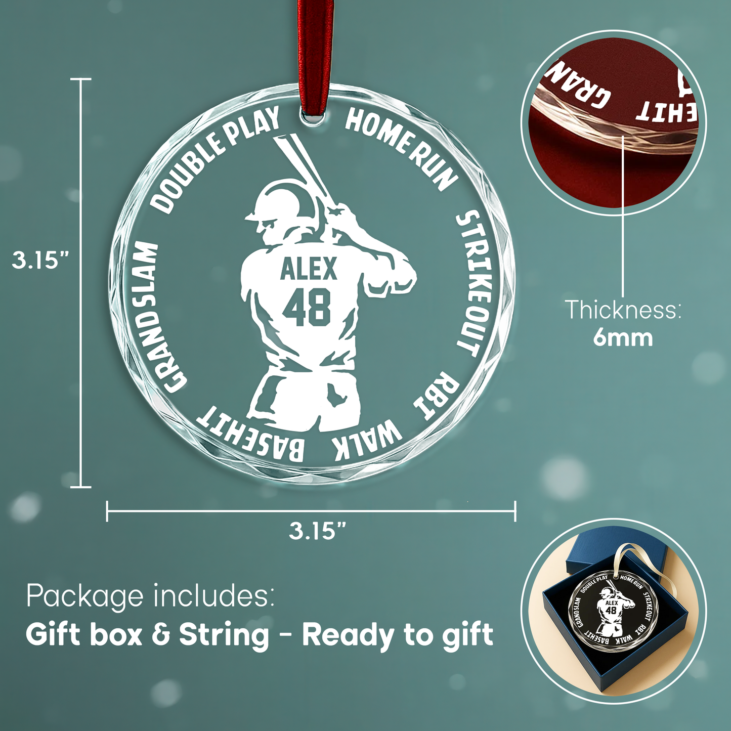 Baseball Player Sports Achievement Personalized Ornament