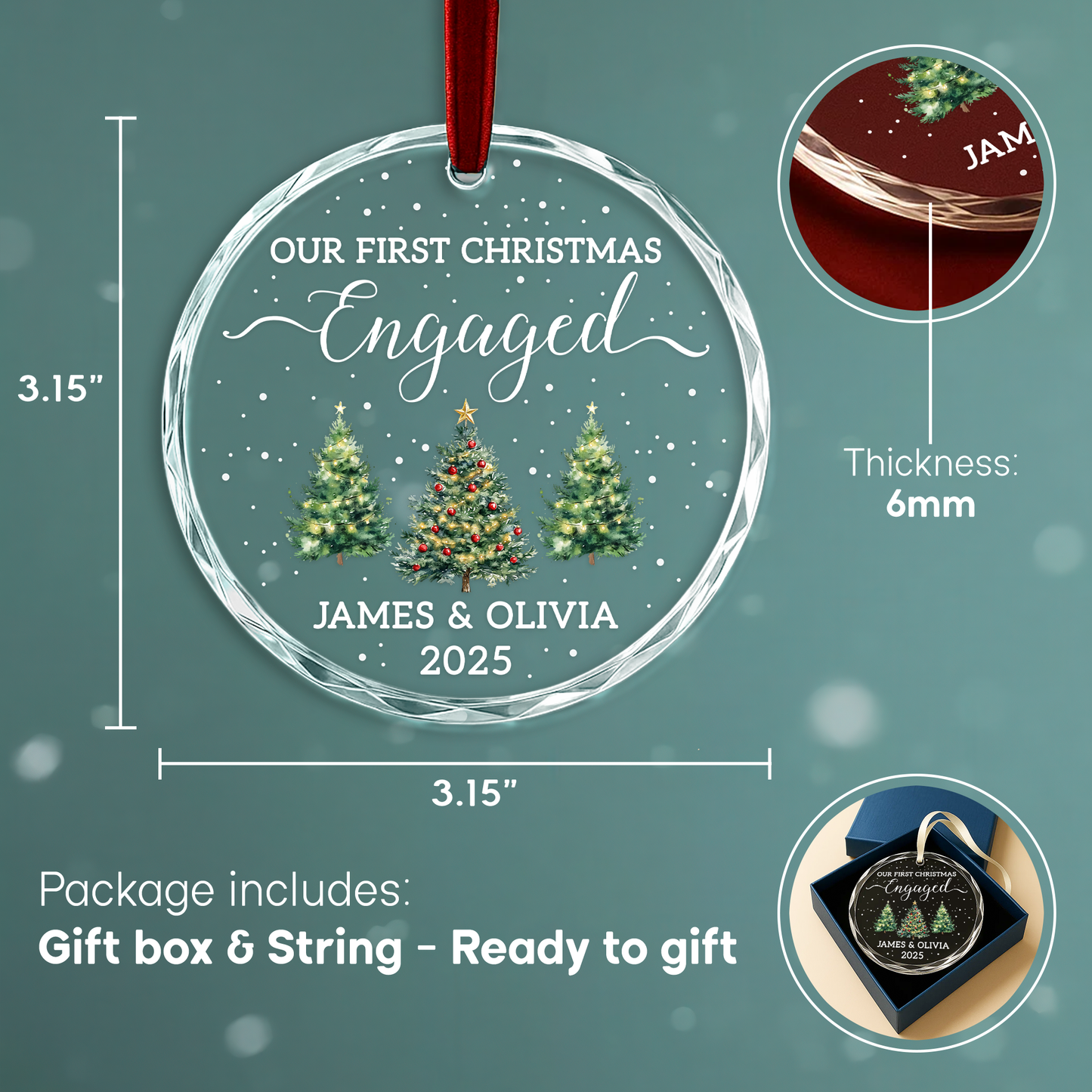 Our First Christmas Engaged Ornament 2025