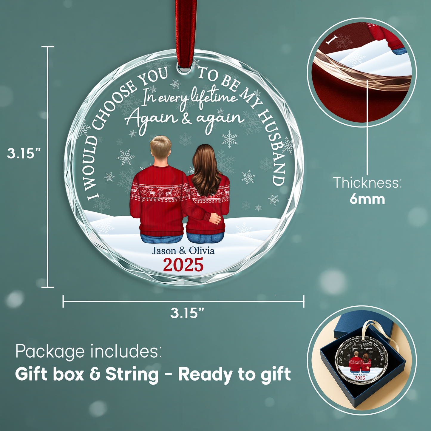 I Would Choose You Again and Again Couple Christmas Ornament