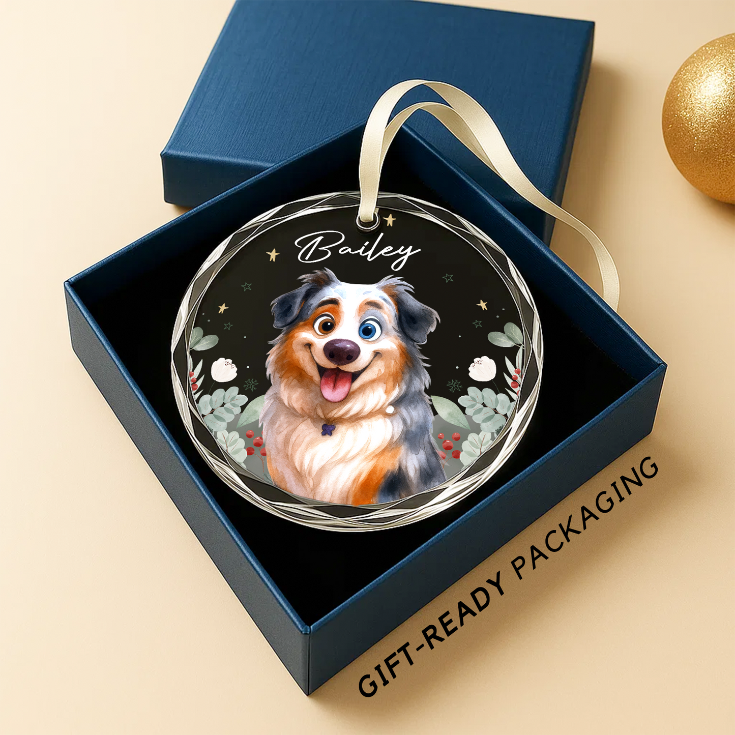 Custom Pet Cartoon Portrait Ornament, Dog Illustration Keepsake