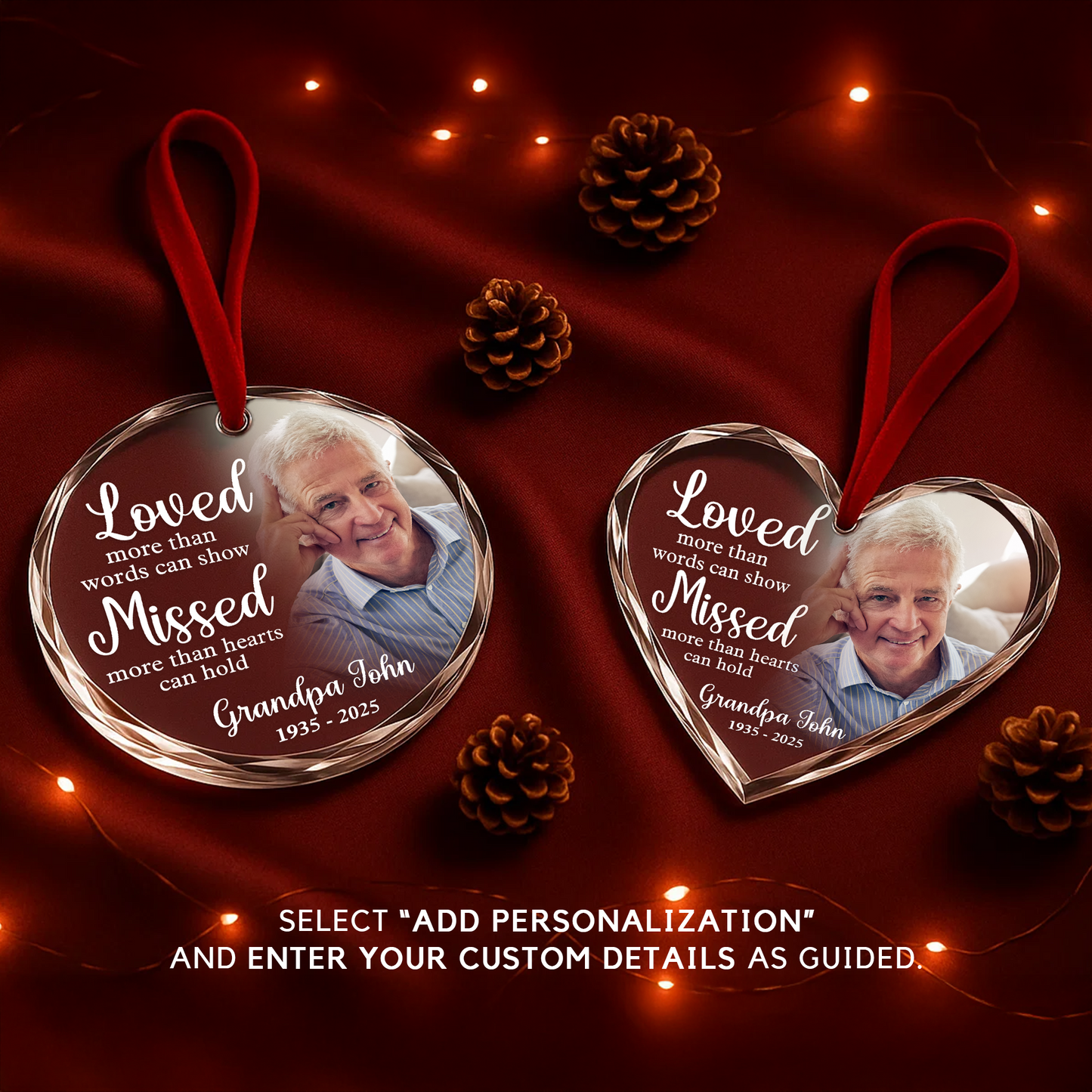 Loved More Than Words Grandpa, Personalized Memorial Ornament