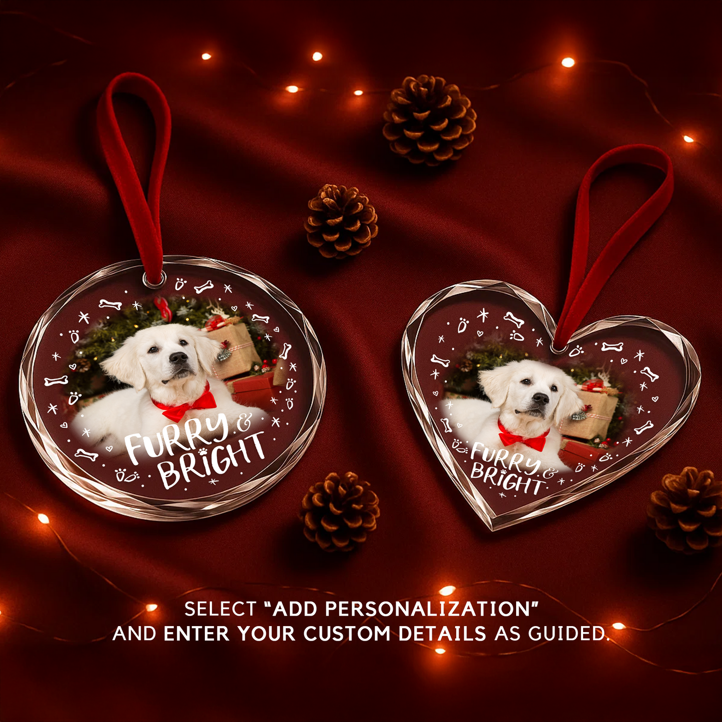 Personalized Dog Ornament Furry Bright Holiday Gift