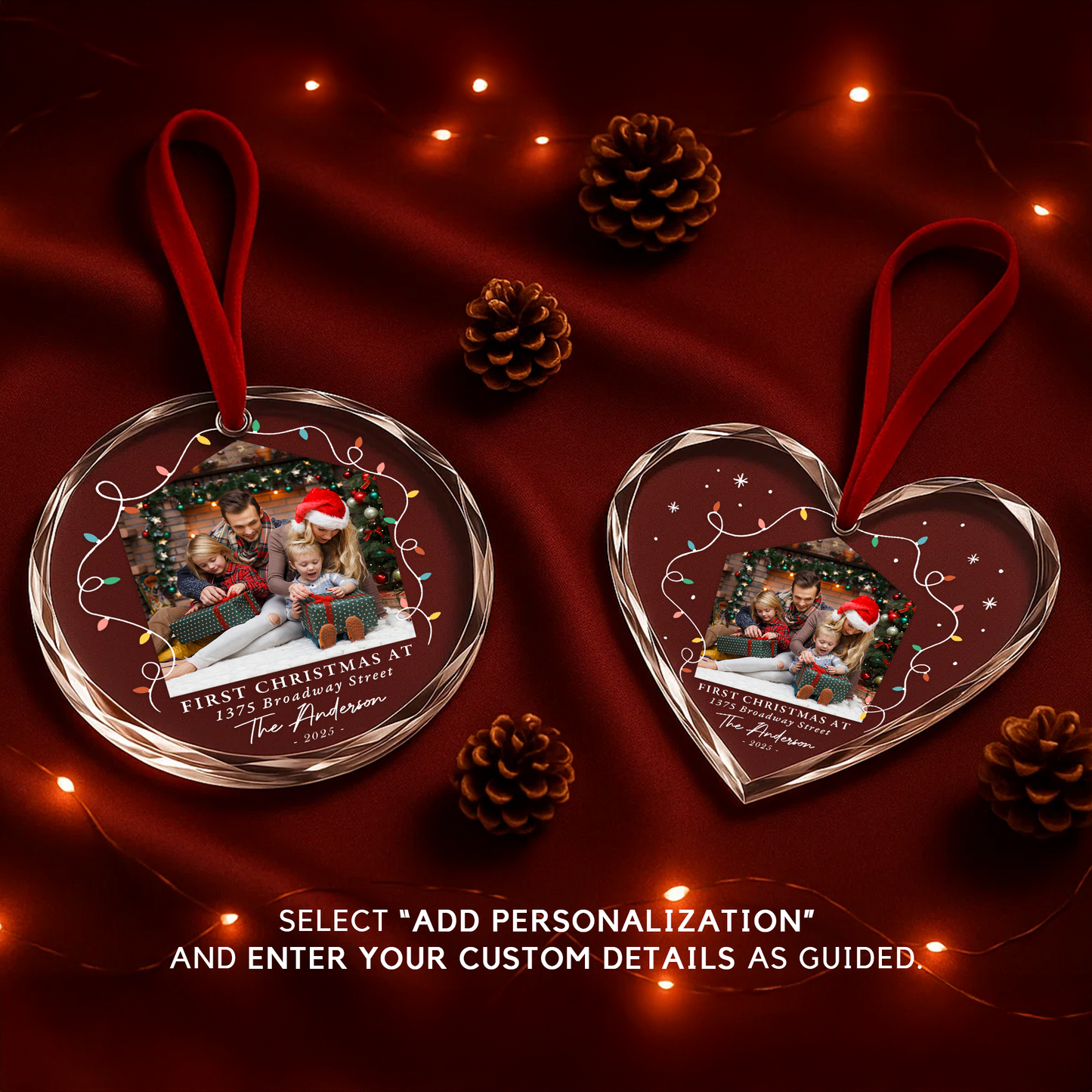 Capture Your First Christmas Together Ornament, Personalized Photo and Name Ornament