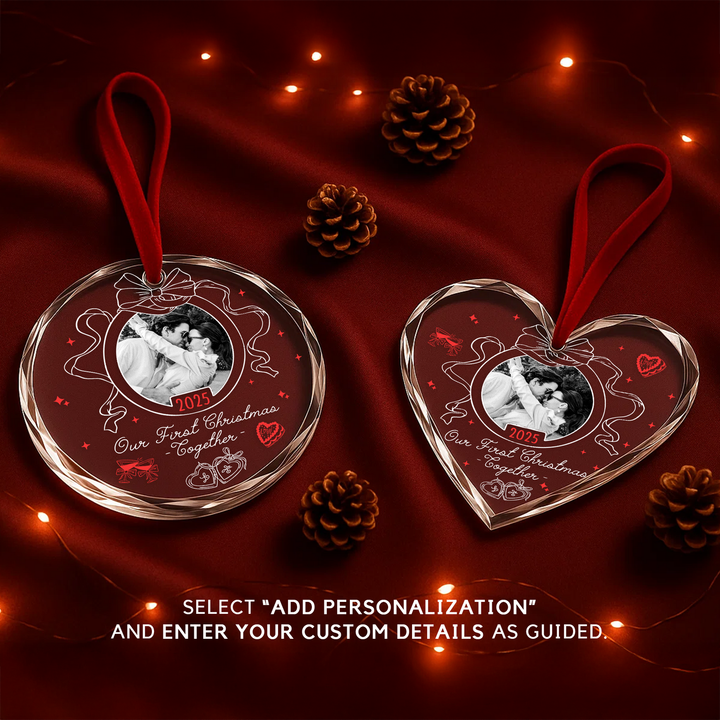 Our First Christmas Together, Personalized Couple Photo Ornament