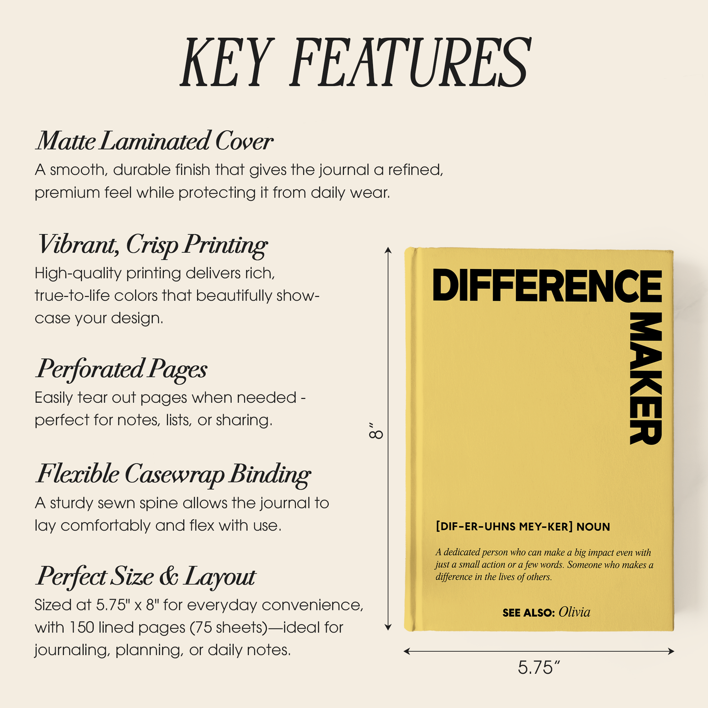 Personalized Retirement Journal – “Difference Maker” Custom Name Appreciation Gift for Retirement