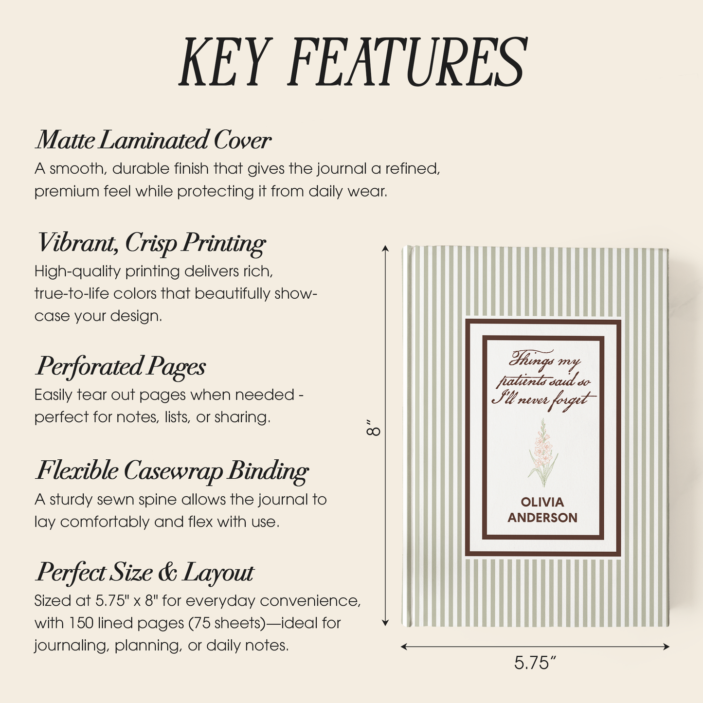 Personalized Nurse Memory Journal – Custom Name Notebook for Healthcare Heroes