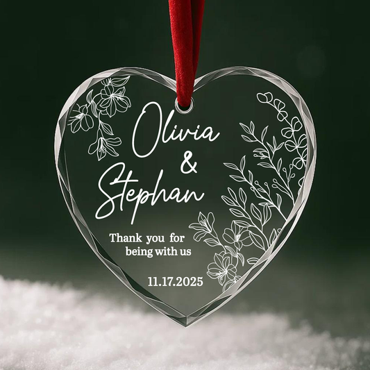 Wedding Favor Thank You Floral Heart Ornament