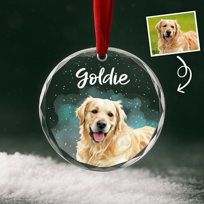Custom Pet Portrait Ornament, Personalized Dog Photo Gift