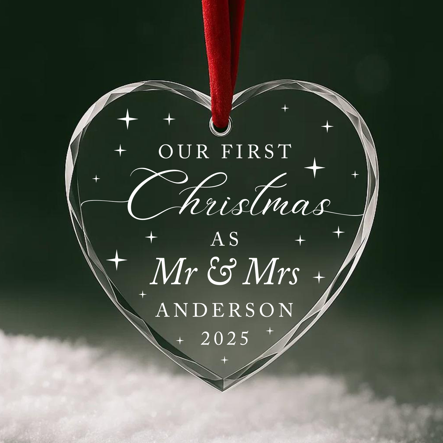 Our First Christmas as Mr Mrs Heart Ornament