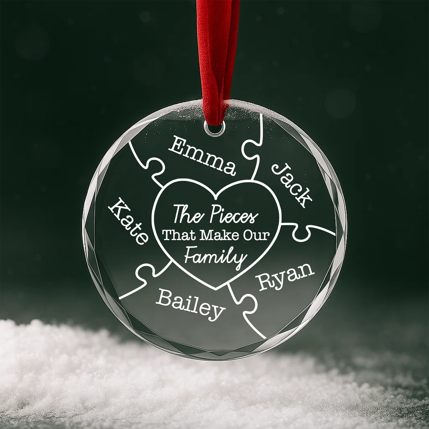 The Pieces That Make Our Family Puzzle Custom Glass Ornament