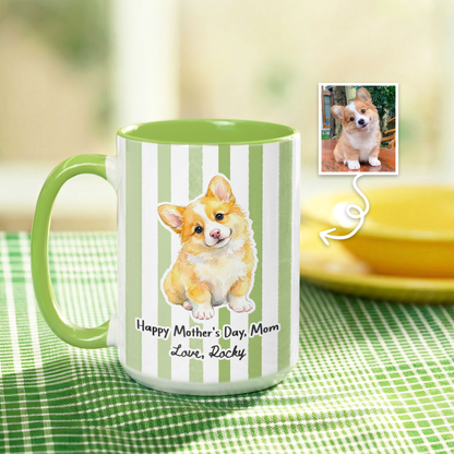 Custom Pet Portrait Mug for Mom – Personalized Dog Photo Mug, Mother’s Day Gift from Pet