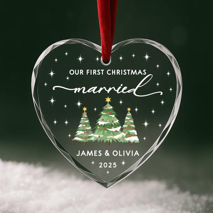 Our First Christmas Married Heart Ornament 2025