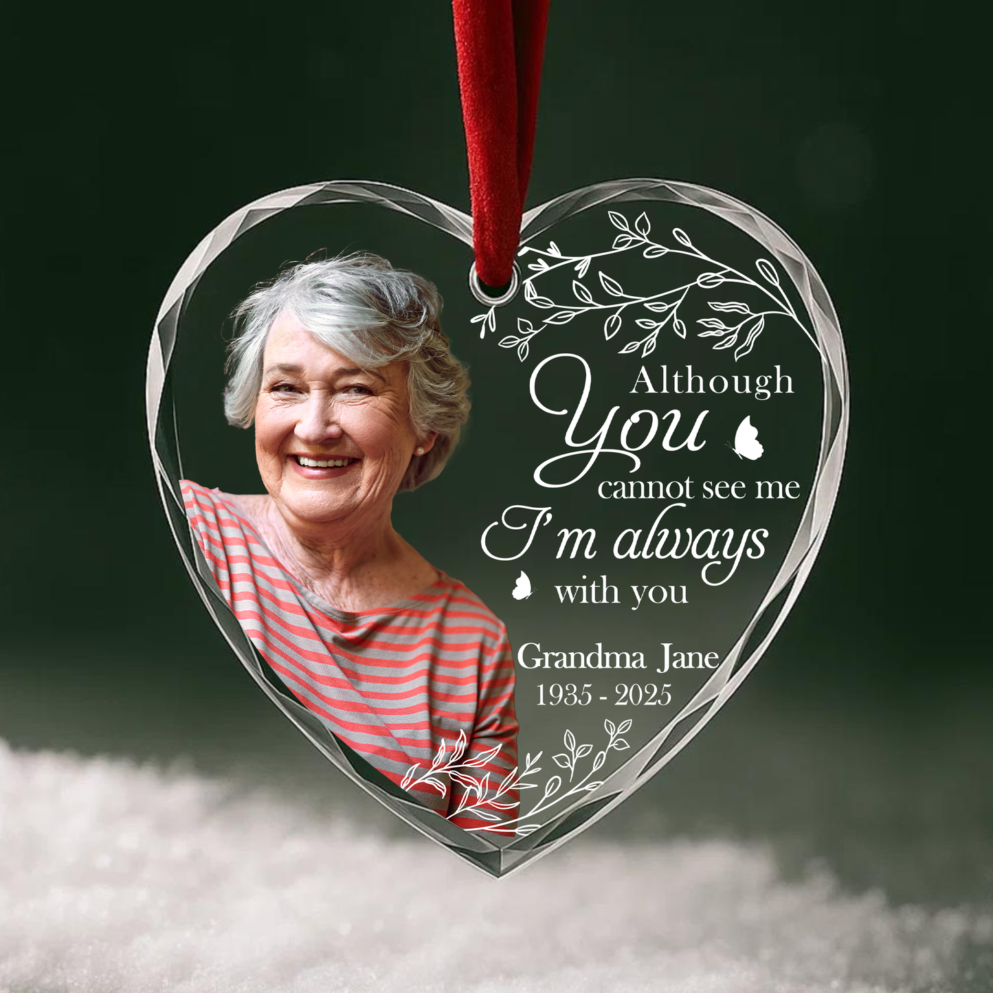 Always With You Heart Ornament, Memorial Gift for Grandma