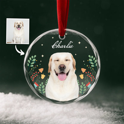 Custom Pet Portrait Ornament, Watercolor Style Christmas Design