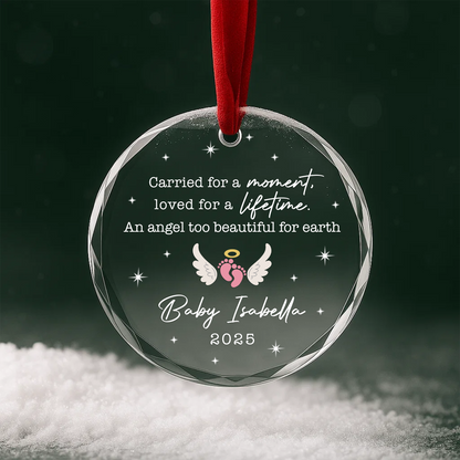 Baby Memorial Angel Wings Custom Glass Ornament