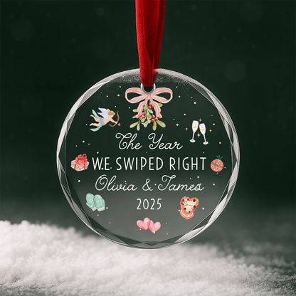 The Year We Swiped Right, Couple Ornament, Personalized Dating Keepsake