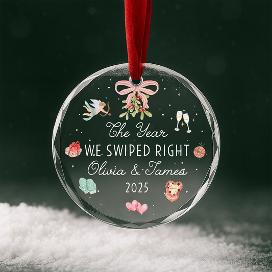 The Year We Swiped Right, Couple Ornament, Personalized Dating Keepsake