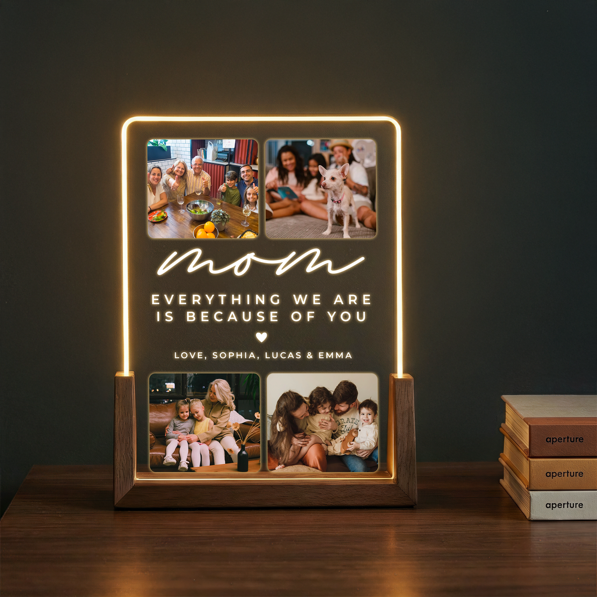 Personalized Photo Collage Canvas for Mom – Custom Family Picture Gift with Names