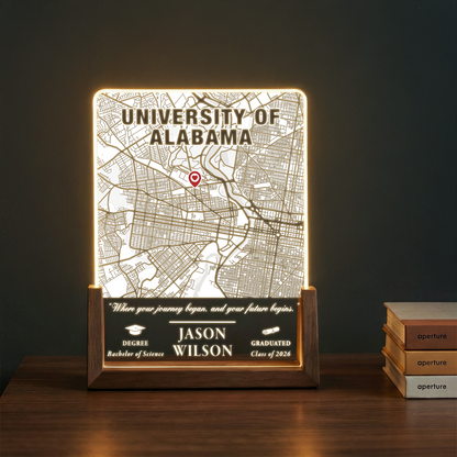 Personalized Graduation Map LED Plaque – Custom University Gift with Name, Degree & Year