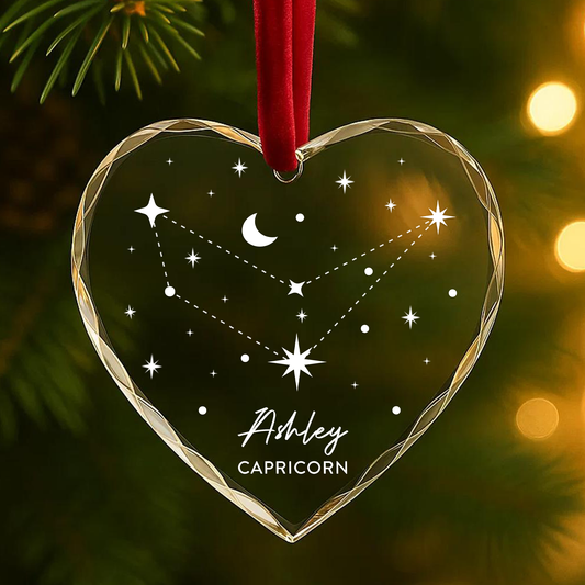 Zodiac Constellation Sign Custom Glass Ornament