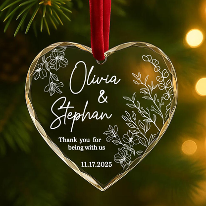 Wedding Favor Thank You Floral Heart Ornament