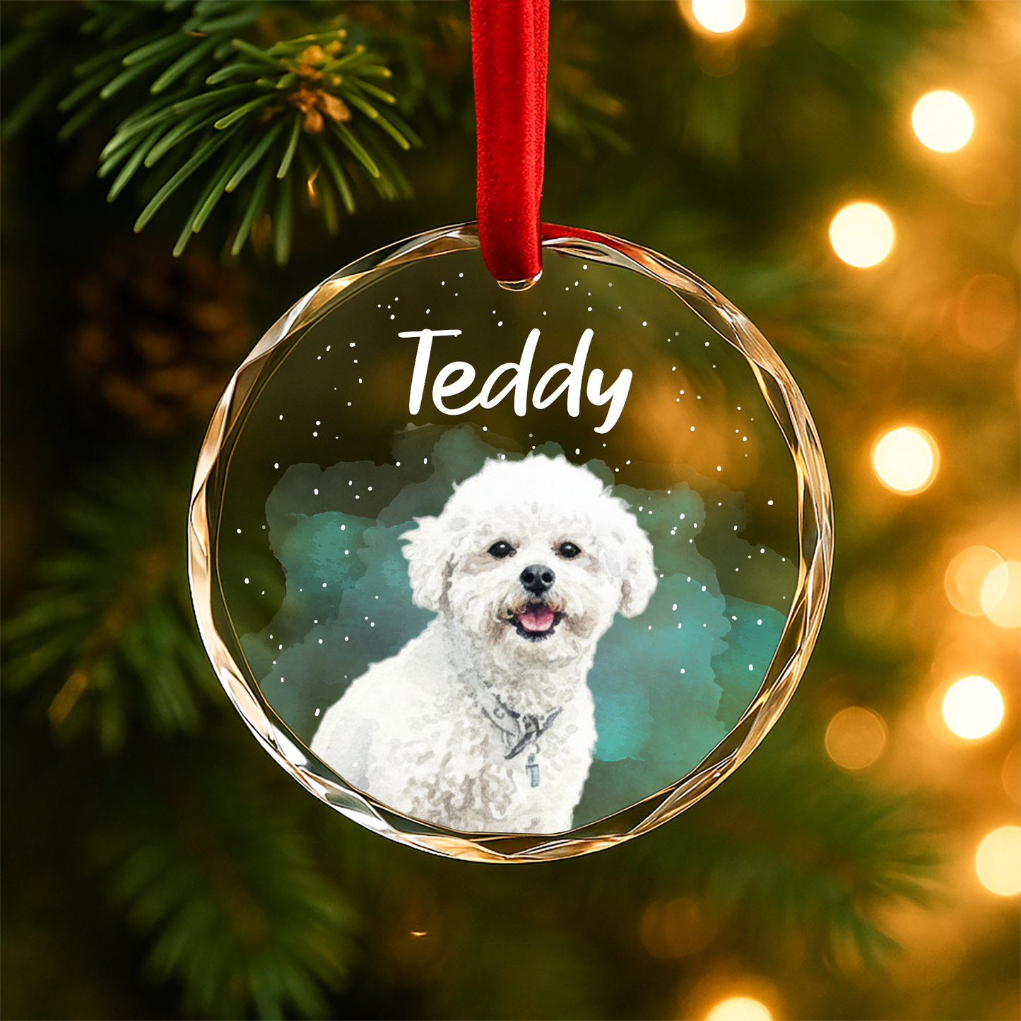 Custom Pet Portrait Ornament, Personalized Dog Photo Gift