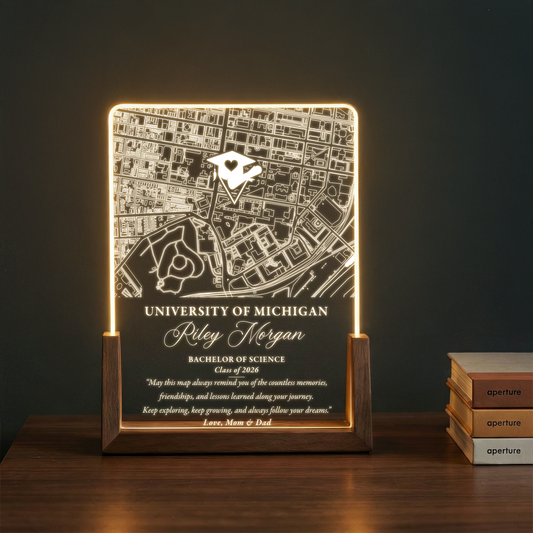 Custom Graduation Map LED Plaque – Personalized University Gift with Name, Degree & Class Year