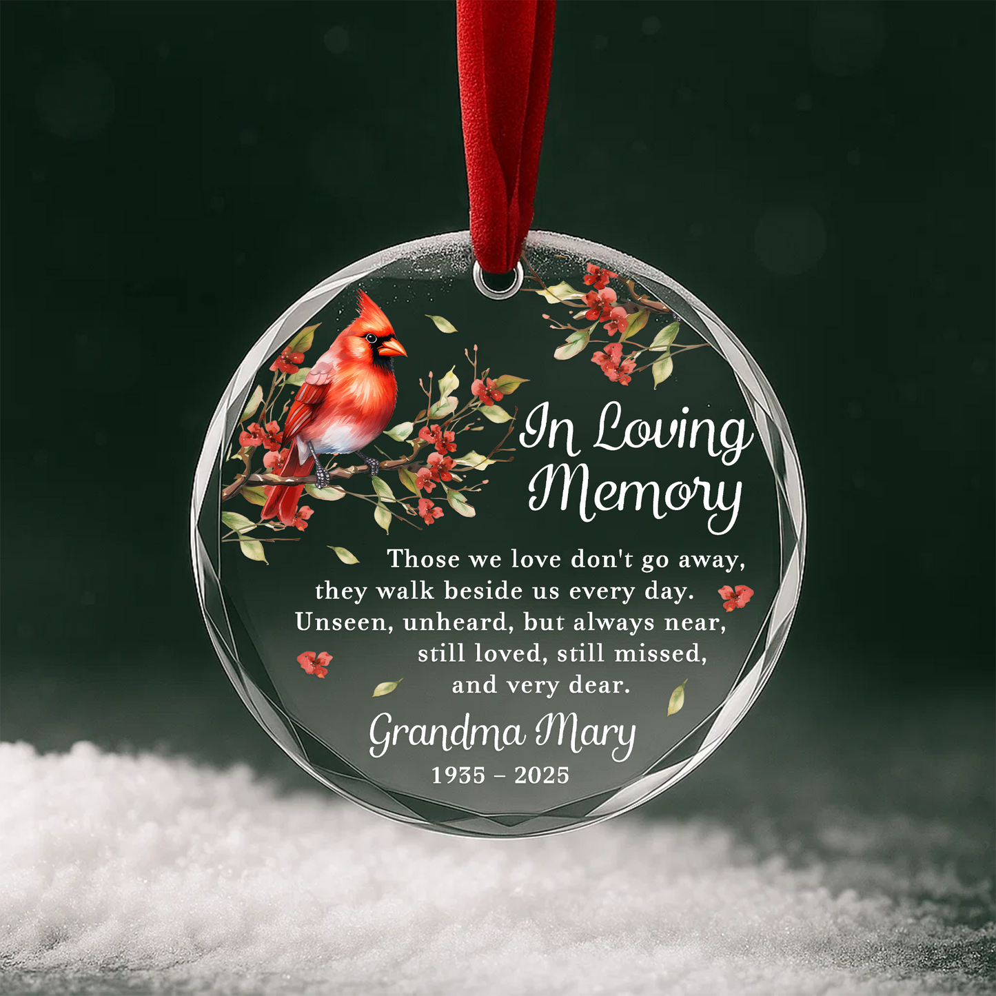 In Loving Memory Cardinal Ornament, Those We Love Don’t Go Away