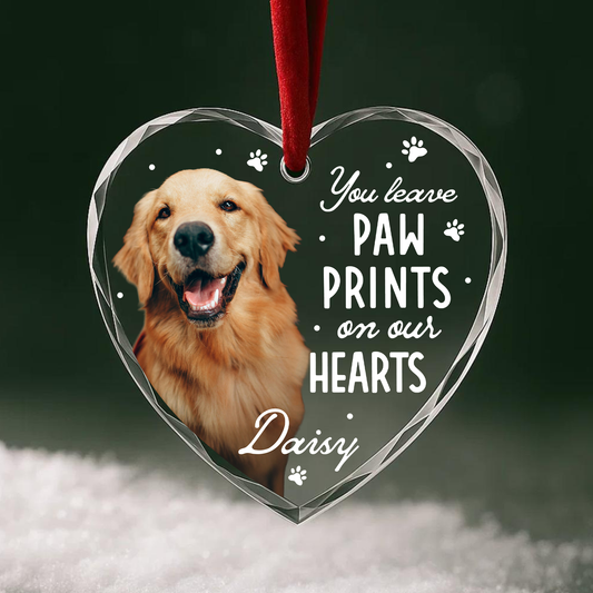 You Leave Paw Prints on Our Hearts, Personalized Pet Memorial Ornament