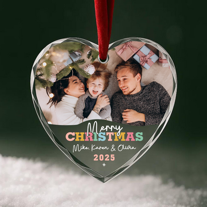 Merry Christmas Family Ornament, Custom Photo Ornament