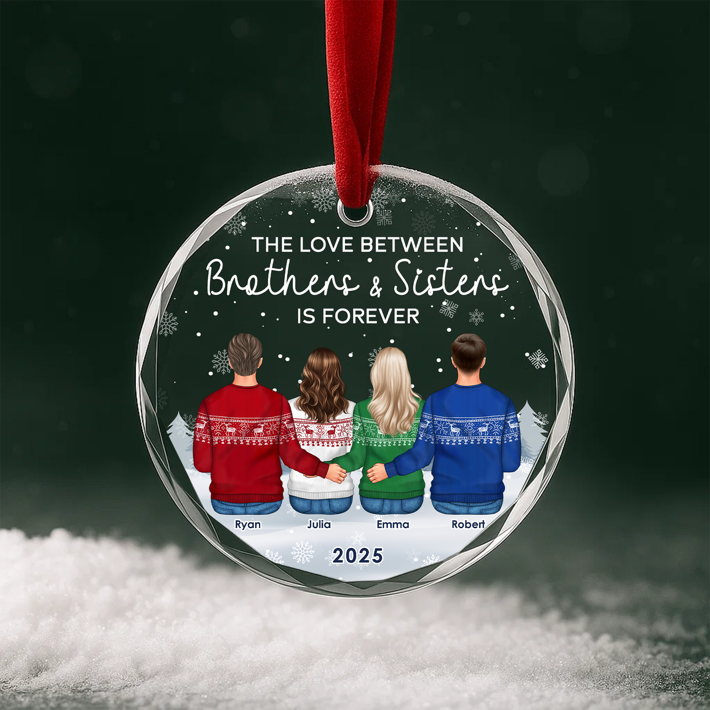 The Love Between Brothers Sisters Is Forever Custom Ornament