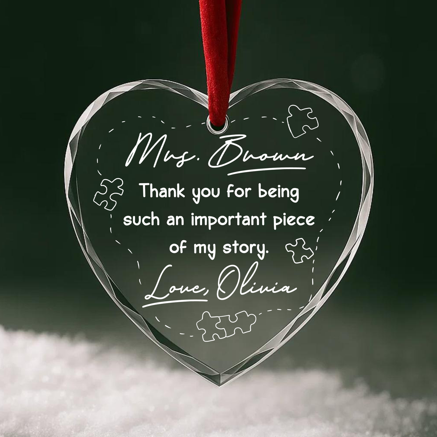 Thank You for Being a Piece of My Story, Teacher or Mentor Gift Ornament