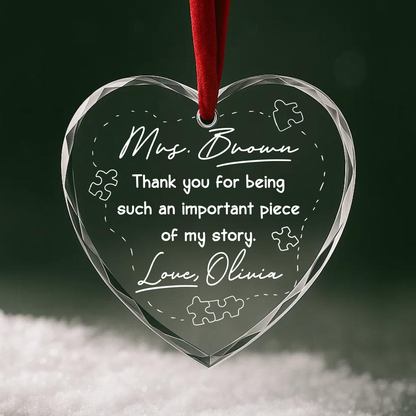Thank You for Being a Piece of My Story, Teacher or Mentor Gift Ornament